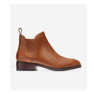 Cole Haan Women's Laina Princess Leather Almond Toe Pull On Tan Ankle Boots 8